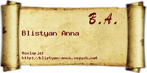 Blistyan Anna névjegykártya